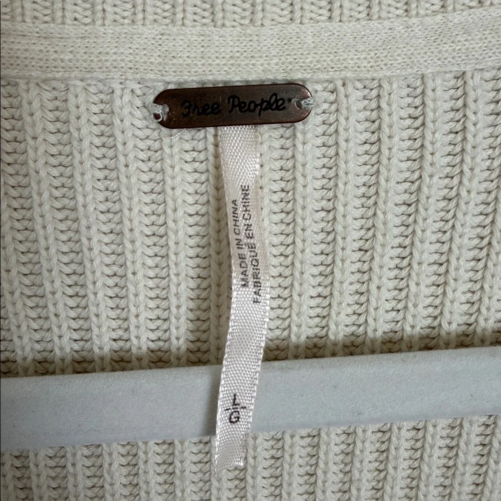 Free People Allure Pullover Ribbed Knit Oversized Sweater Cream Size Large